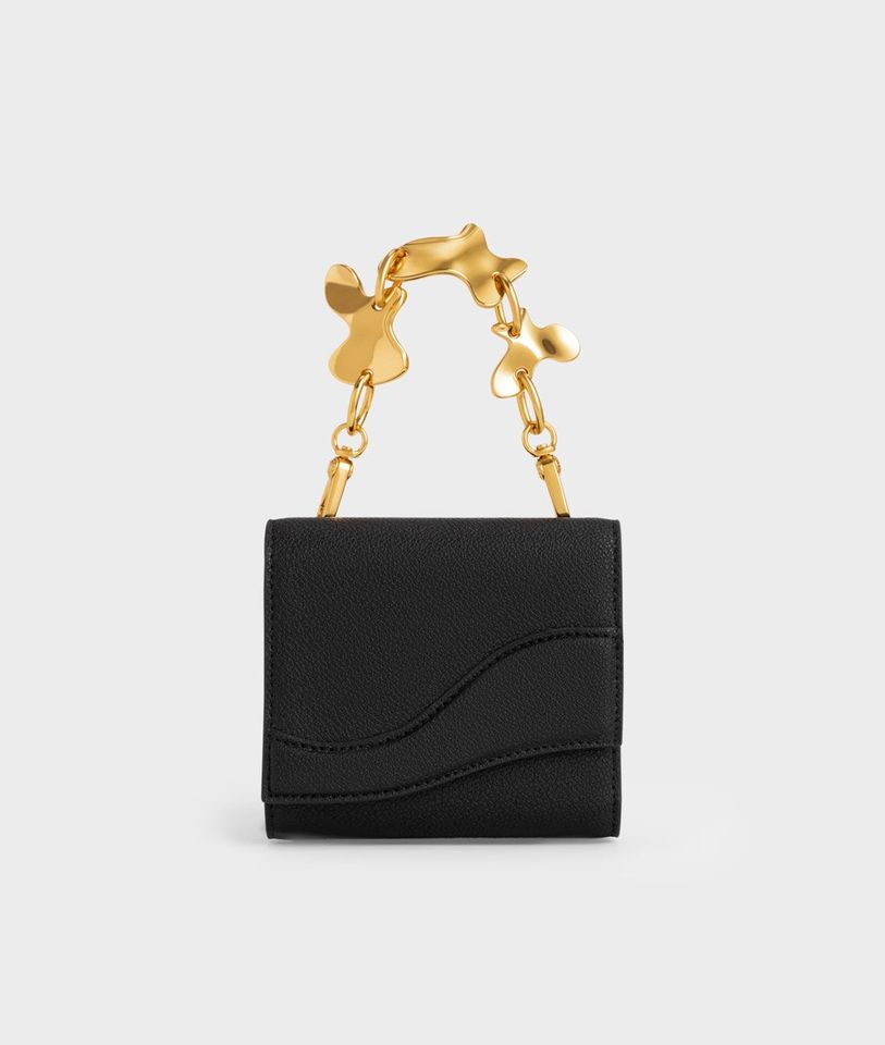 Ví nữ Charles & Keith Verity Chain Handle Small Wallet - Black