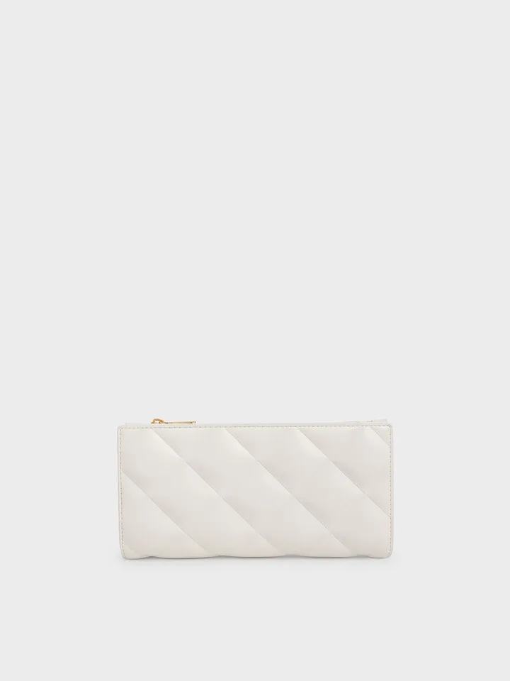 Ví nữ dài Charles & Keith Danika Quilted Long Wallet CK6-10770544 Cream