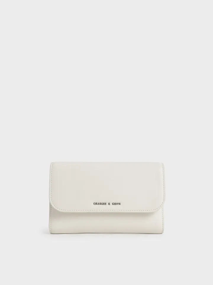 Ví nữ dài Charles & Keith Magnetic Front Flap Long Wallet CK6-10840459-1 Cream