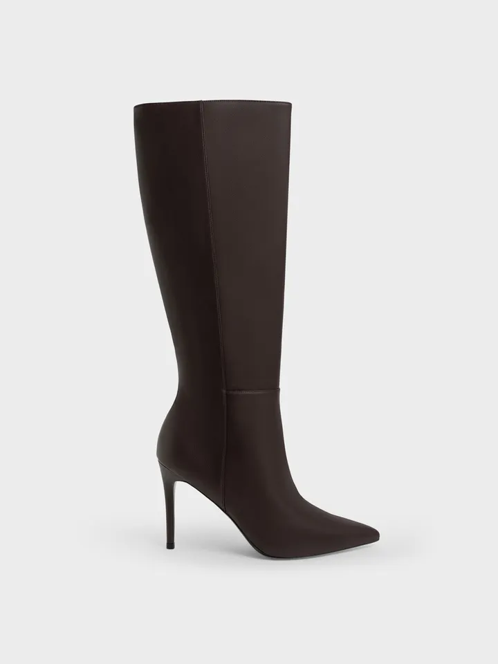 Boots cao cổ Stiletto Heel Knee-High Boots CK1-90360371 Dark Brown, 35