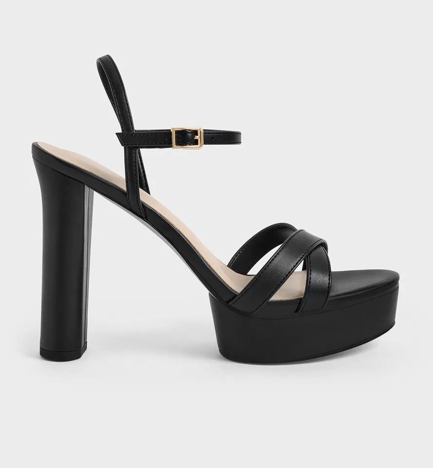 Black Polyester Velcro Strap Sports Sandals - CHARLES & KEITH TH