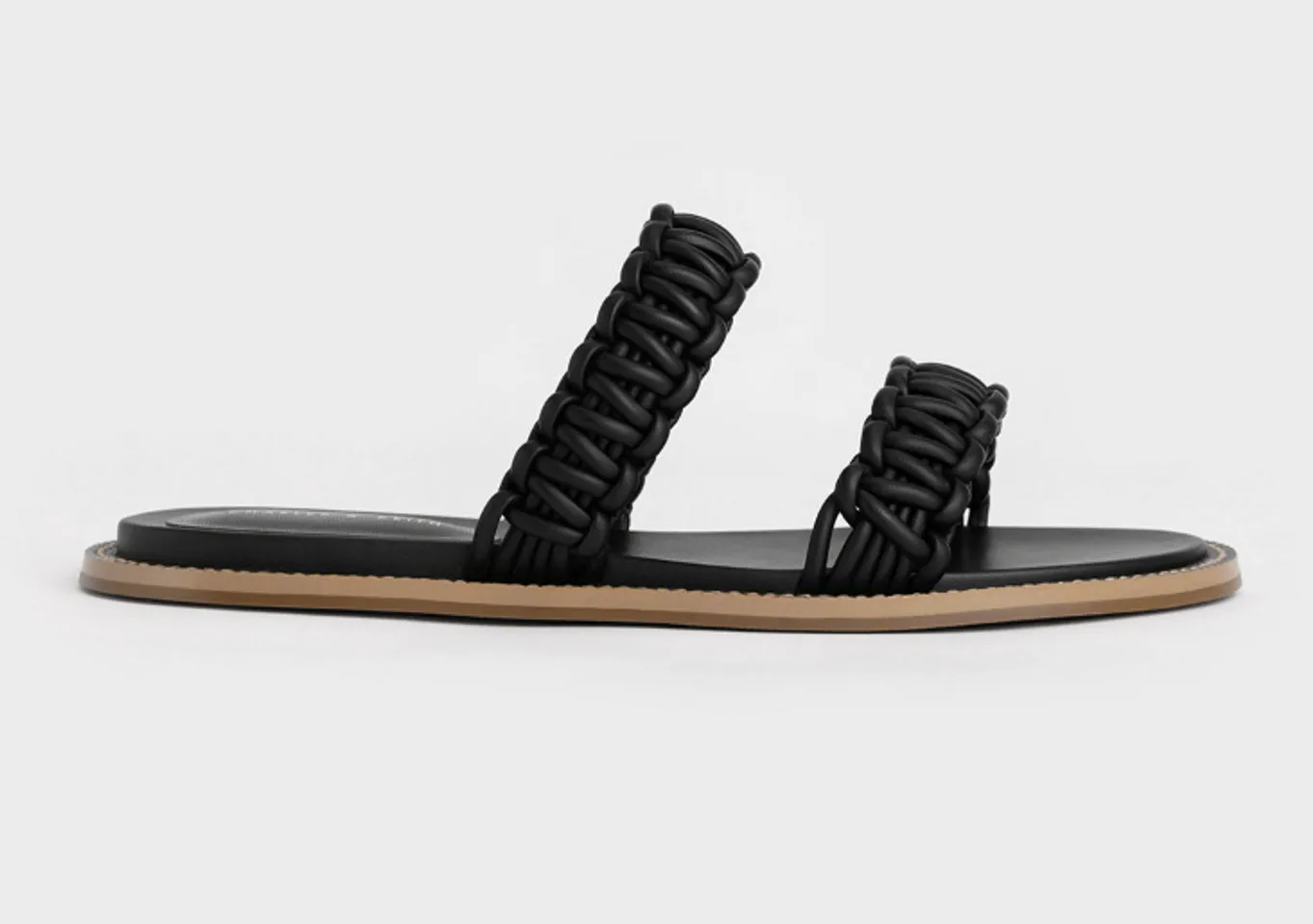Dép sandals nữ Charles & Keith Braided Strap Slide Black CK1-70380949 màu đen, 35