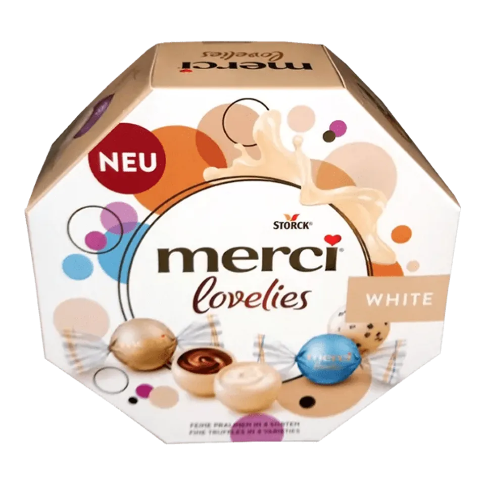 Kẹo Socola Storck Merci Lovelies hộp lục giác, Creamy