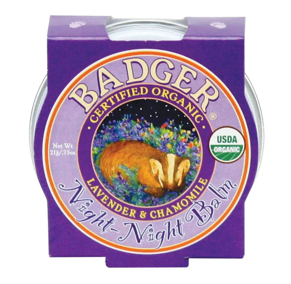 Sáp Dầu Hữu Cơ Hỗ Trợ Giấc Ngủ Badger Night Night Balm - Tinh Dầu Lavender & Chamomile Thư Giãn, Giúp Ngủ Ngon 21g
