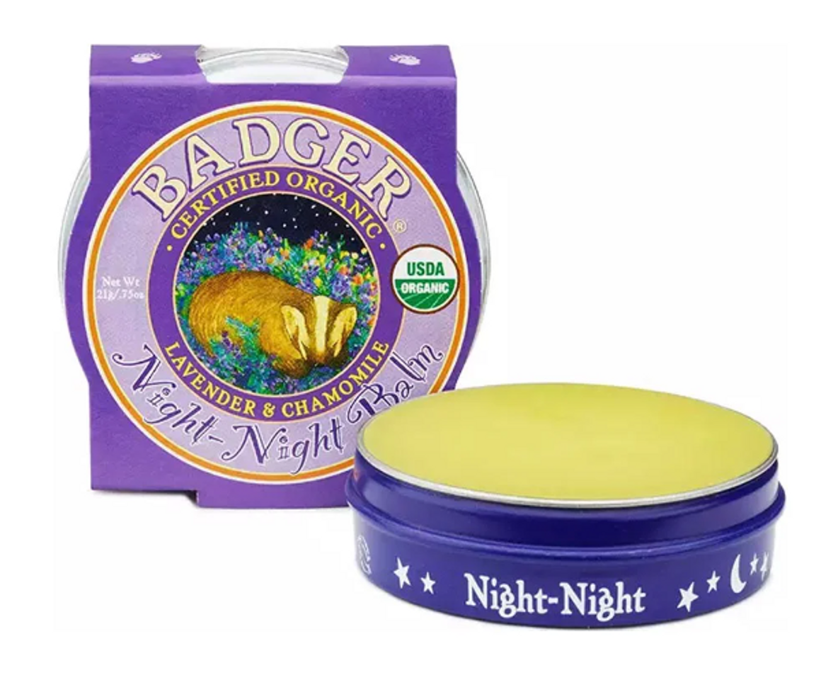 Sáp Dầu Hữu Cơ Hỗ Trợ Giấc Ngủ Badger Night Night Balm - Tinh Dầu Lavender & Chamomile Thư Giãn, Giúp Ngủ Ngon 21g