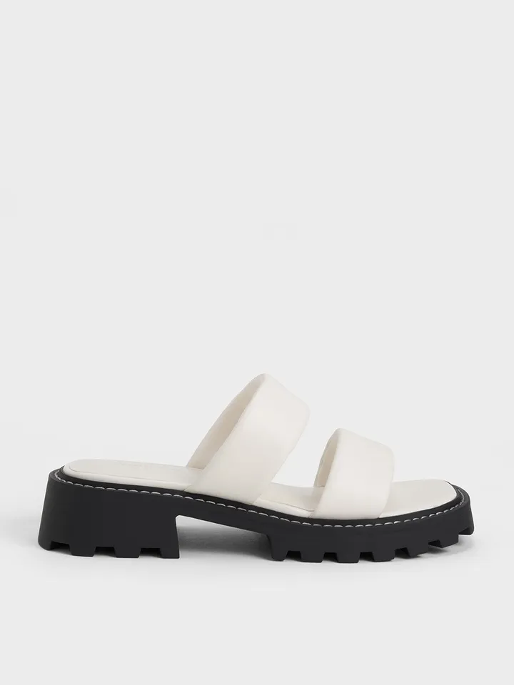 Dép Padded Double Strap Sliders CK1-70380971 White, 35
