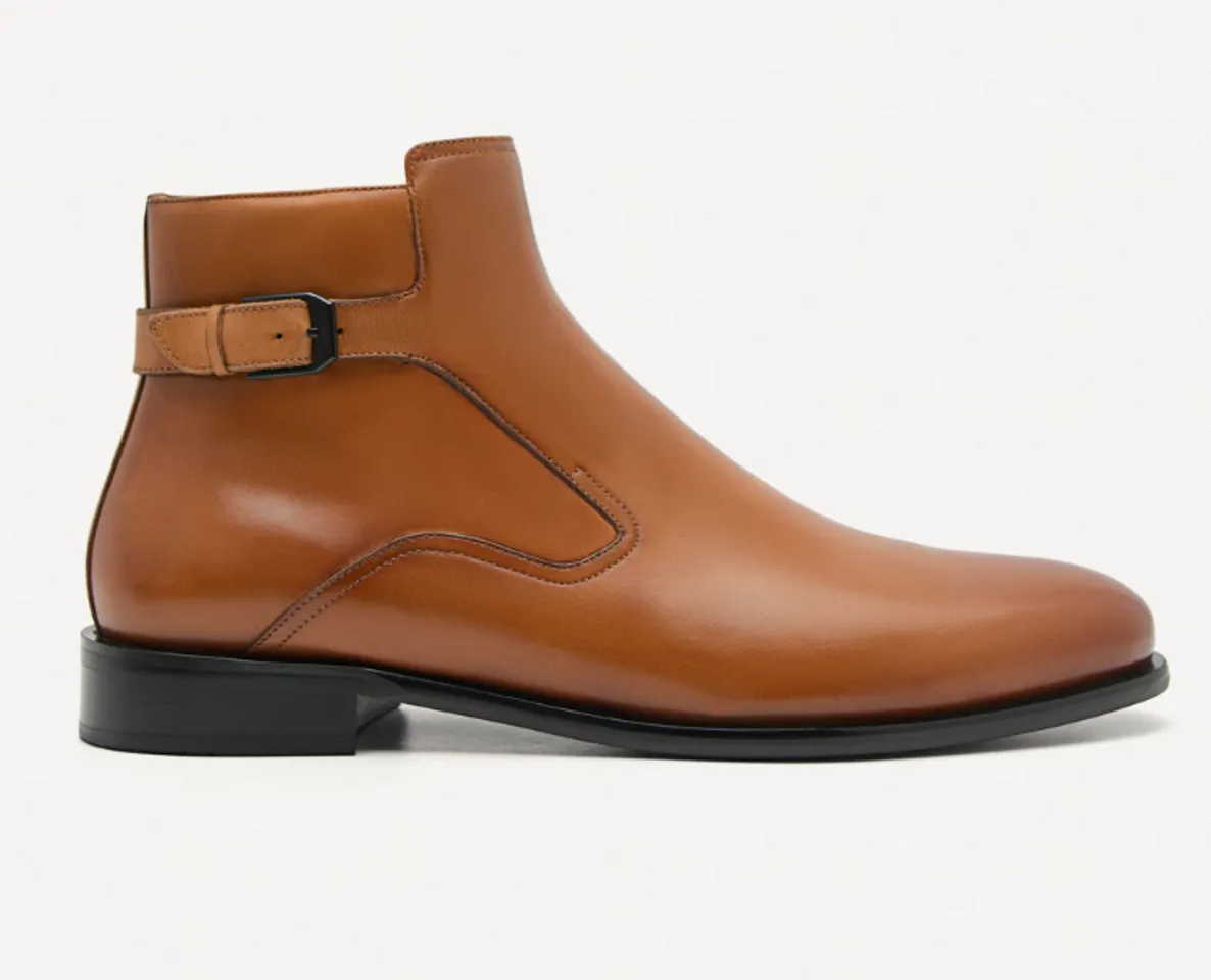 Giày boots nam Pedro Cognac Leather Ankle PM1-96600010 màu nâu cam, 39