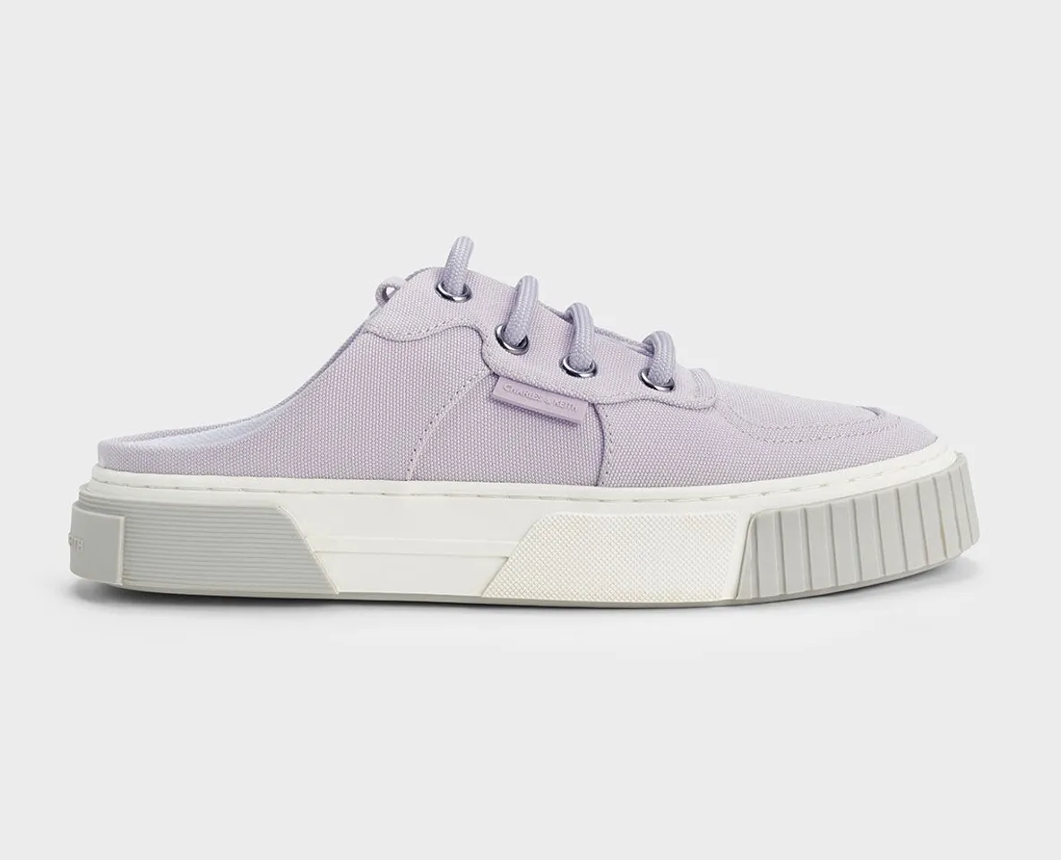Giày Charles & Keith Canvas Panelled Slip-On CK1-70900417 Lilac, 35