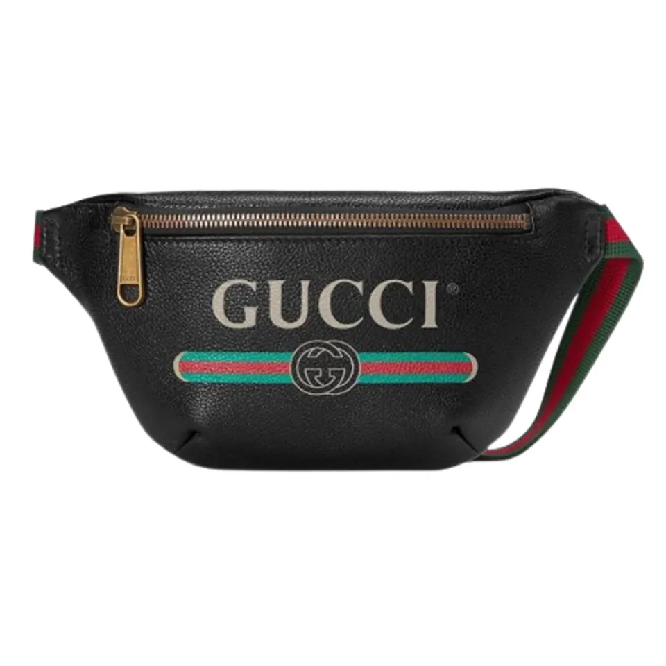 Túi Bumbag Gucci Logo-Print Leather 019182 màu đen