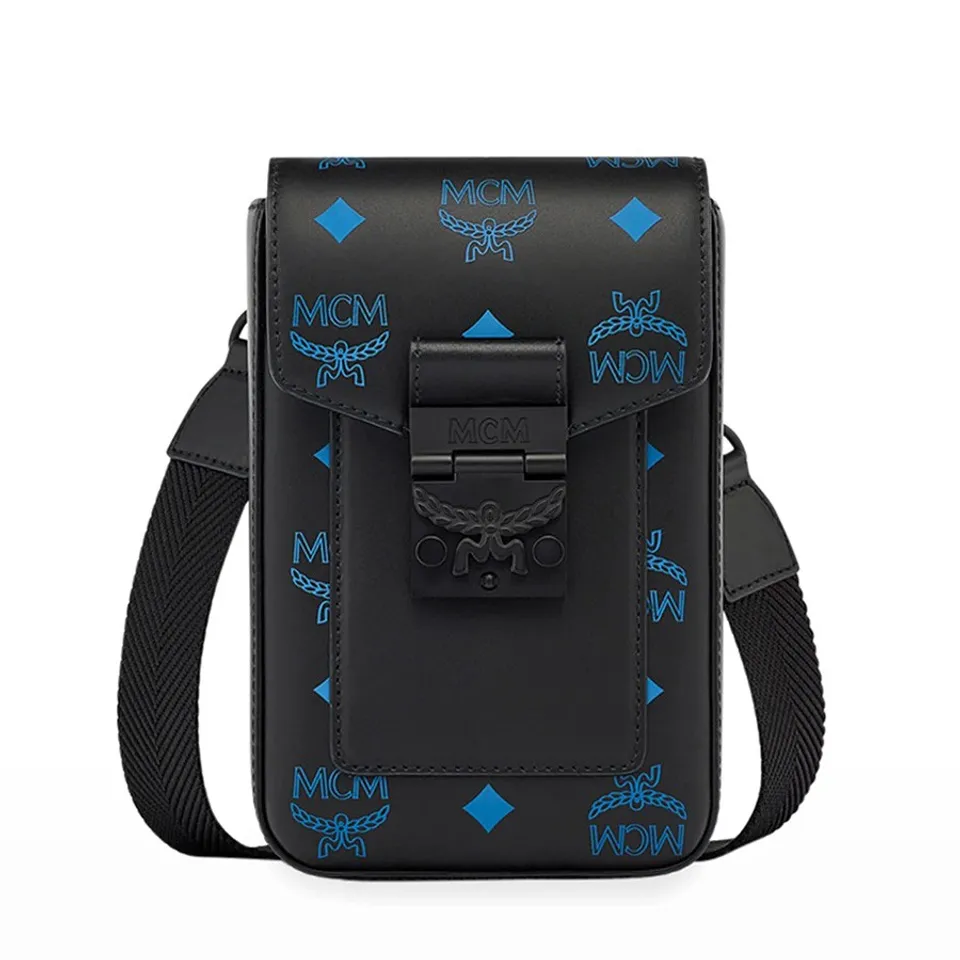 Túi đeo chéo MCM Leather Crossbody Bag 021126 màu đen xanh