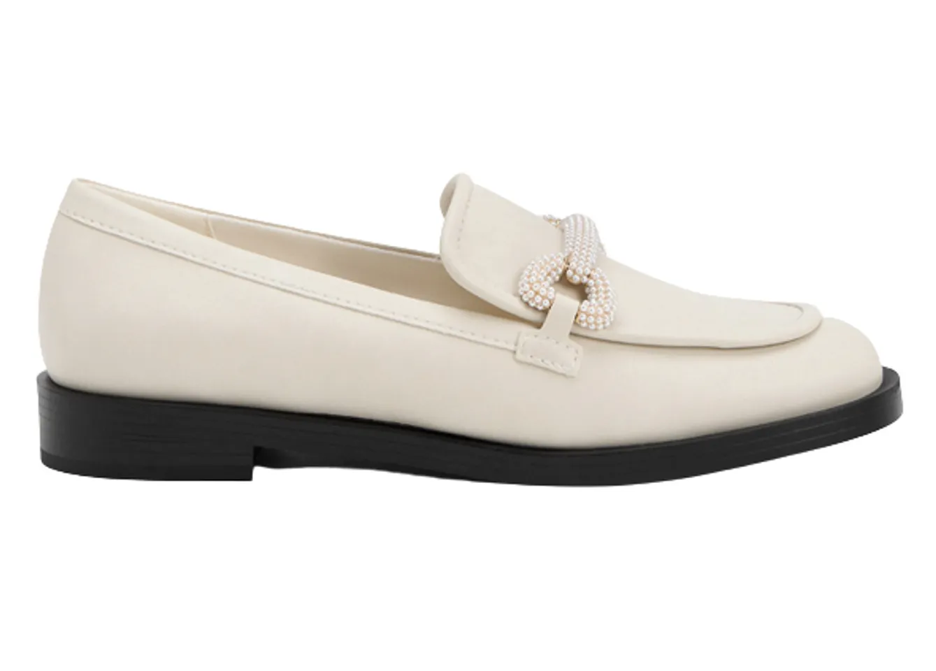 Giày lười Charles & Keith Beaded Strap Loafers CK1-70900444 Chalk, 35