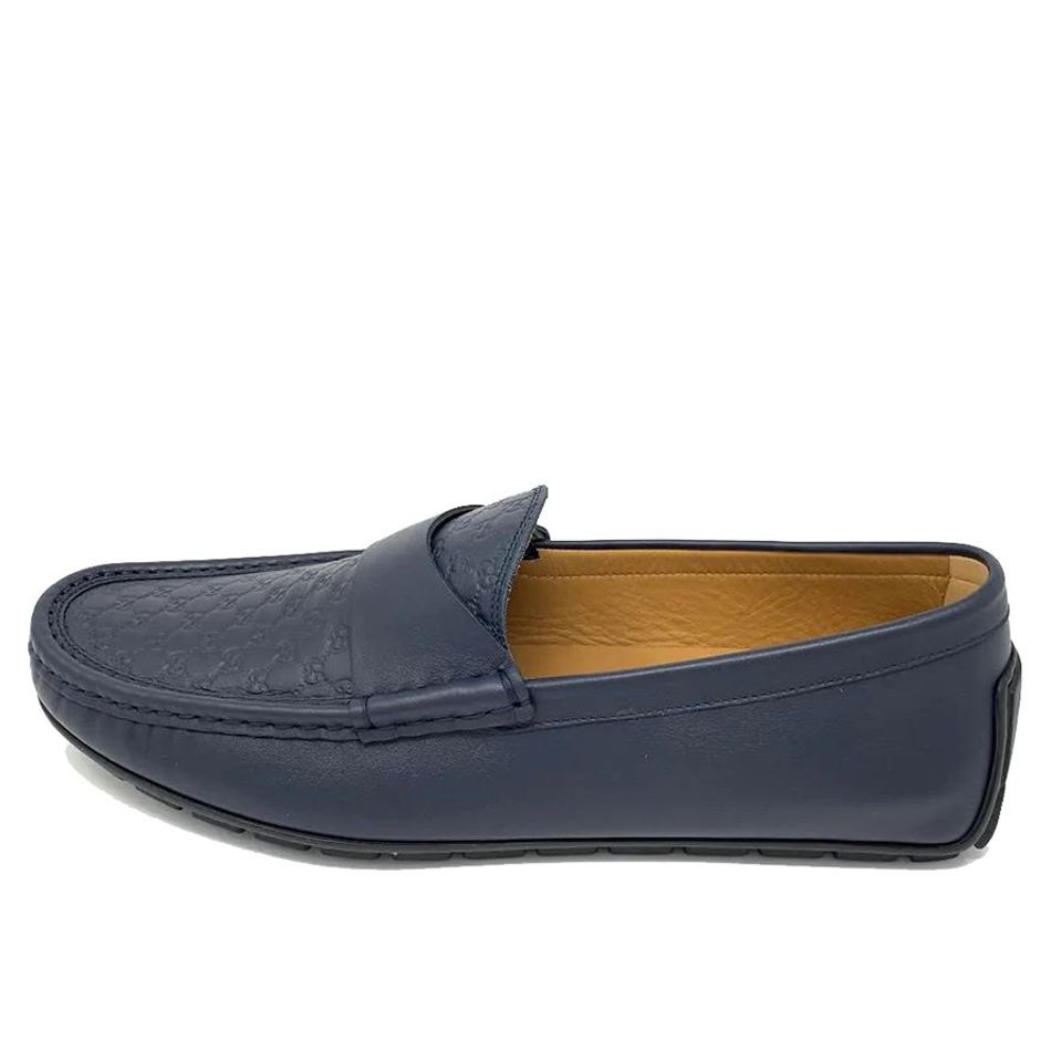 Giày lười nam Gucci Navy Guccissima Driving Loafers W/ Tags, 39