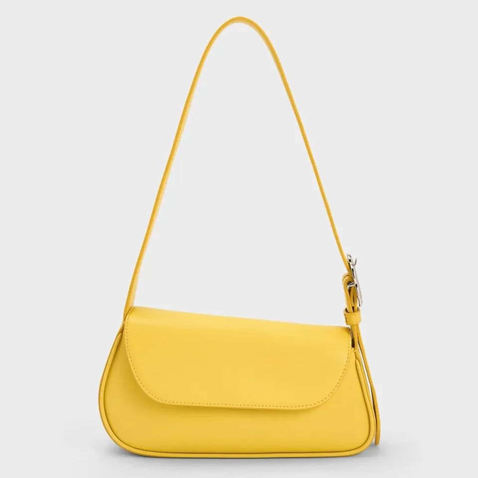 Túi Charles & Keith Petra Asymmetrical Front Flap Bag CK2-20782039 Yellow