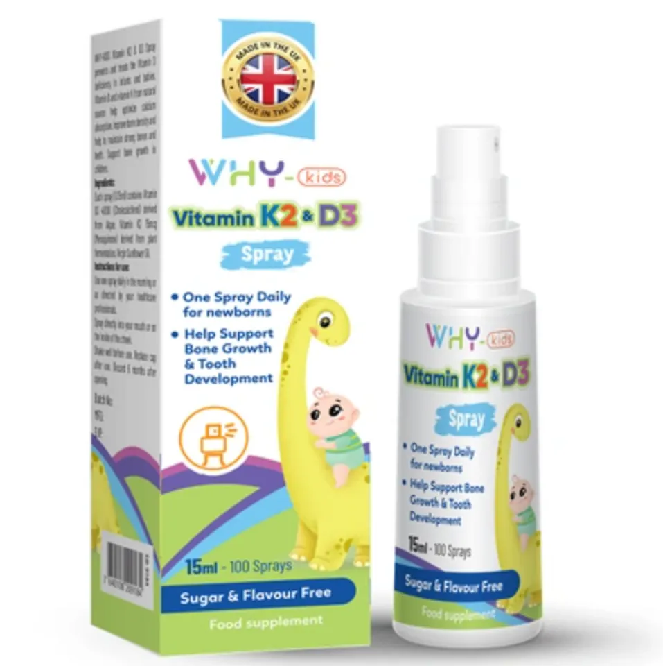 Xịt bổ sung Vitamin K2 + D3 Why Kids cho bé