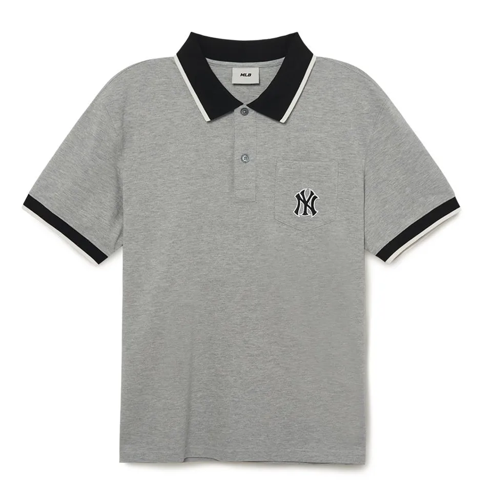 Áo polo nam MLB New York Yankees 3LPQB0133-50MGS màu xám, M