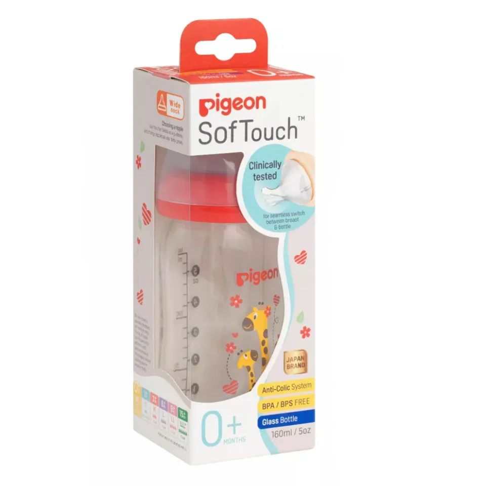 Bình sữa thủy tinh cổ rộng Pigeon 160ml con Hươu