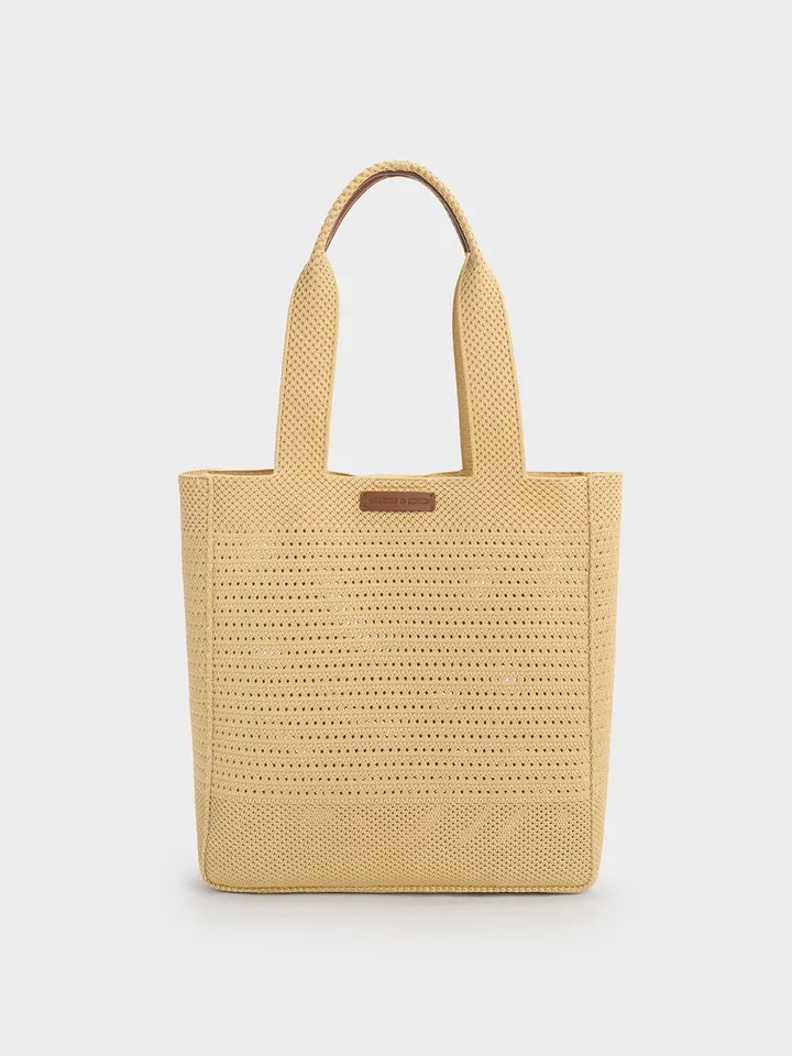 Túi xách Charles & Keith Knitted Tote Bag CK2-30782112 Beige