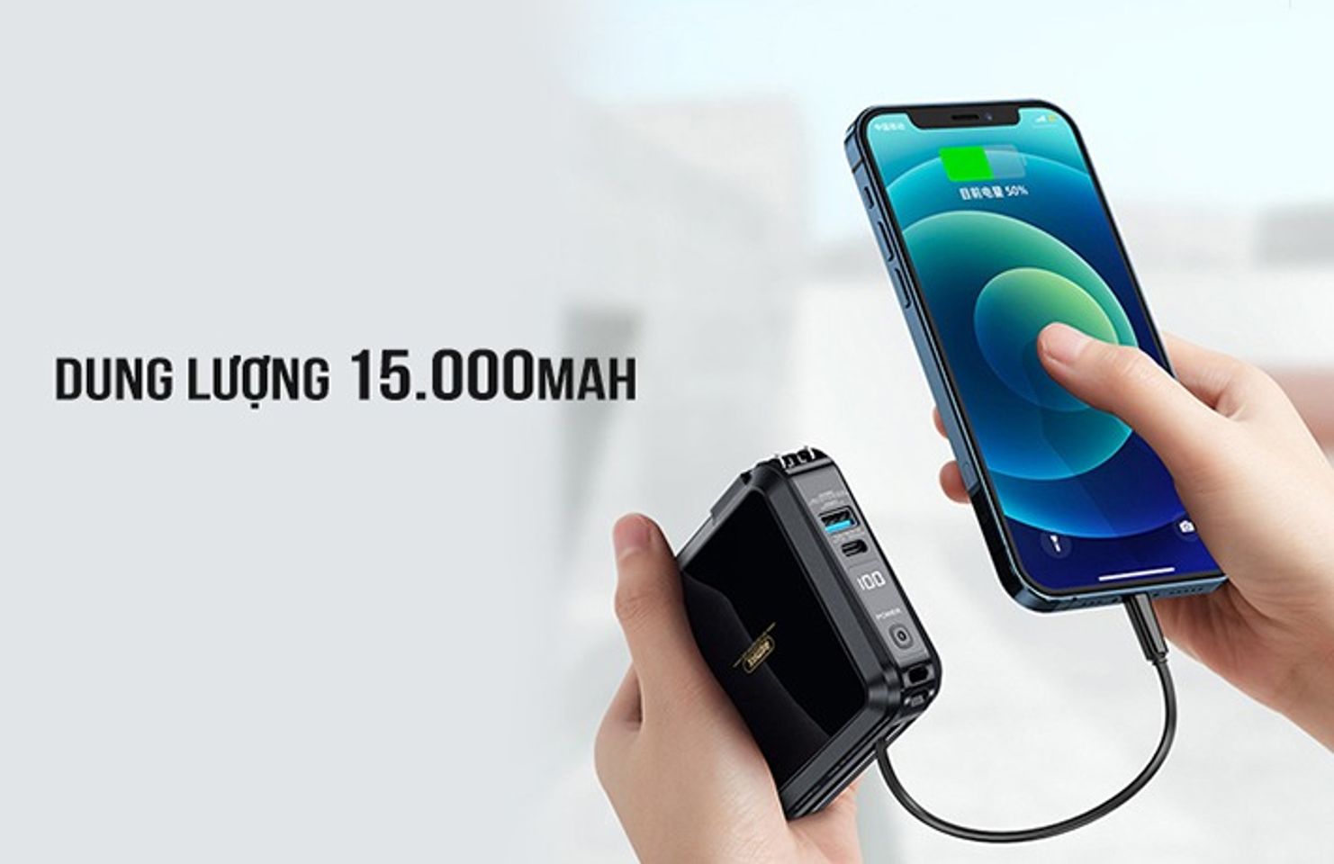 Sạc Dự Phòng Đa Năng Remax RPP-276 15000mAh - Thiết Kế Nhỏ Gọn, Chân Cắm AC, 2 Cổng USB & Type C, Phù Hợp Mọi Thiết Bị