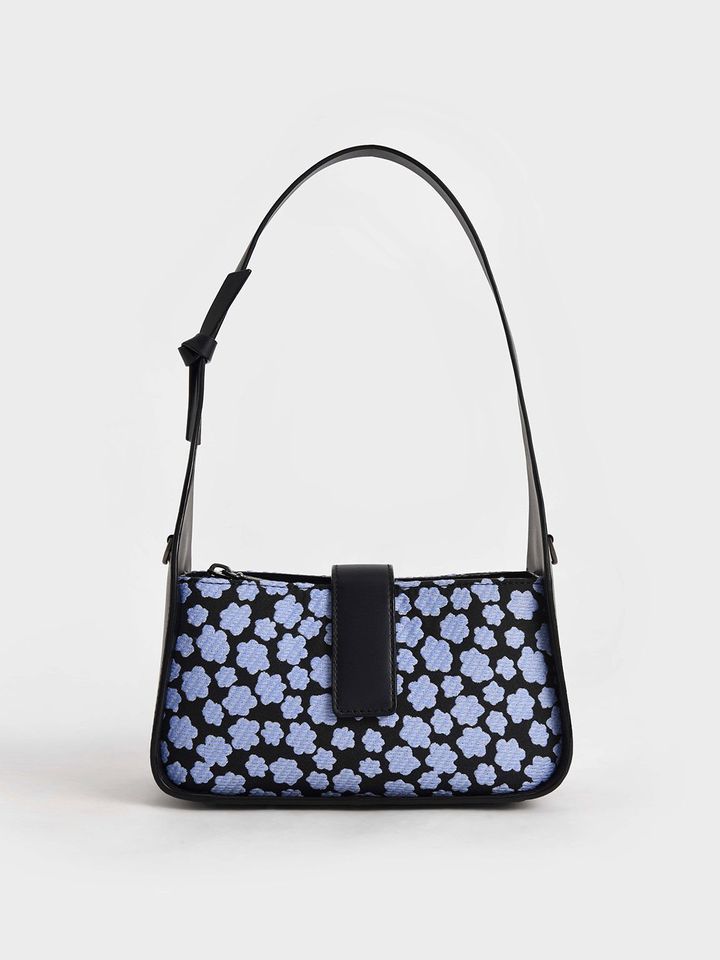 Túi nữ Jacquard & Leather Printed Chain-Link Bag SL2-50270847 Blue