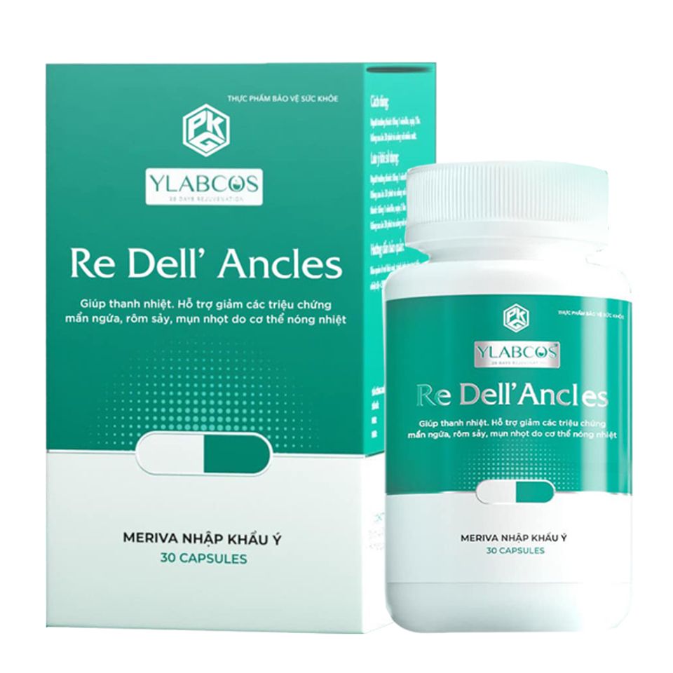 Viên uống trị mụn Re Dell Ancles Ylabcos - Hỗ trợ thải độc, cải thiện mụn trứng cá, chiết xuất tự nhiên, hộp 30 viên