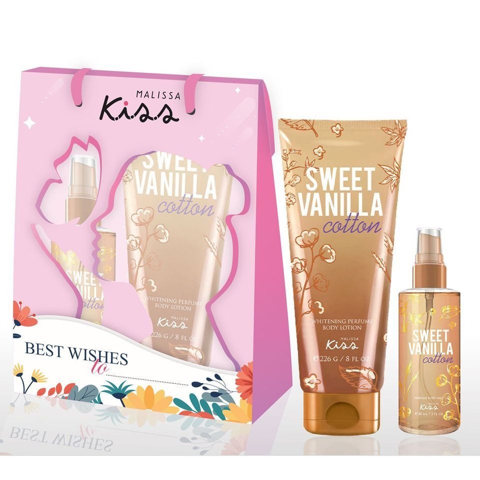 Bộ Đôi Malissa Kiss Dưỡng Thể & Xịt Thơm Sweet Vanilla Cotton
