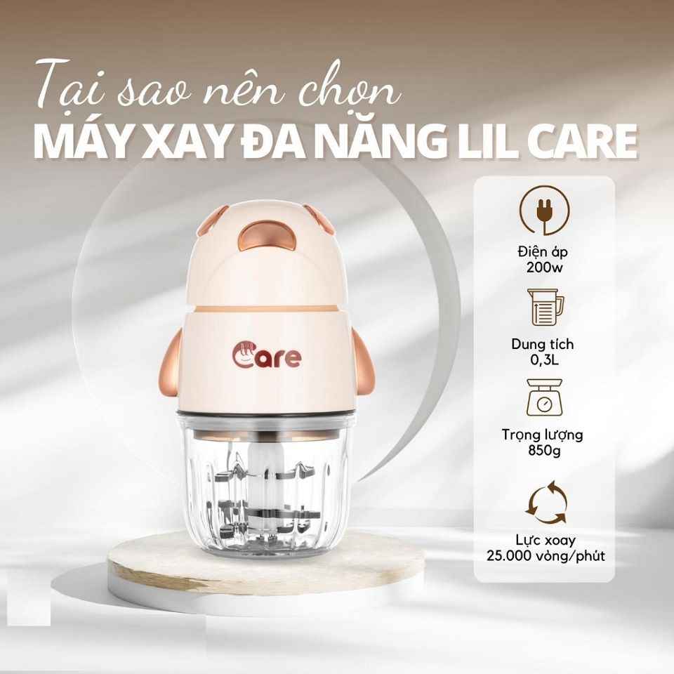 Máy xay đa năng LIL Care 6 lưỡi 0,3L - Cối thủy tinh chịu nhiệt, thích hợp xay đồ ăn dặm cho bé, dễ sử dụng và vệ sinh