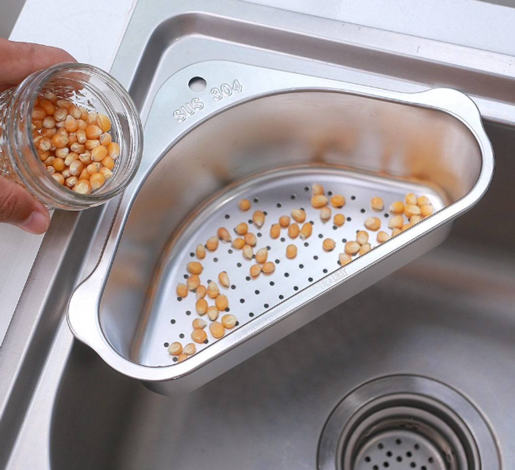 Rổ treo góc chậu rửa chén đa năng Inox 304 Hobby Home Decor KGC1