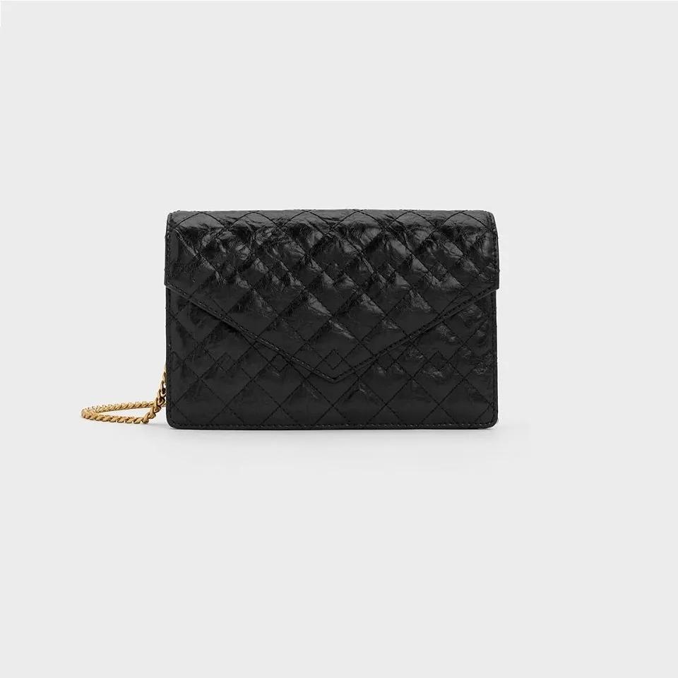 Túi Charles & Keith Duo Quilted Envelope Clutch CK2-70701358 Jet Black