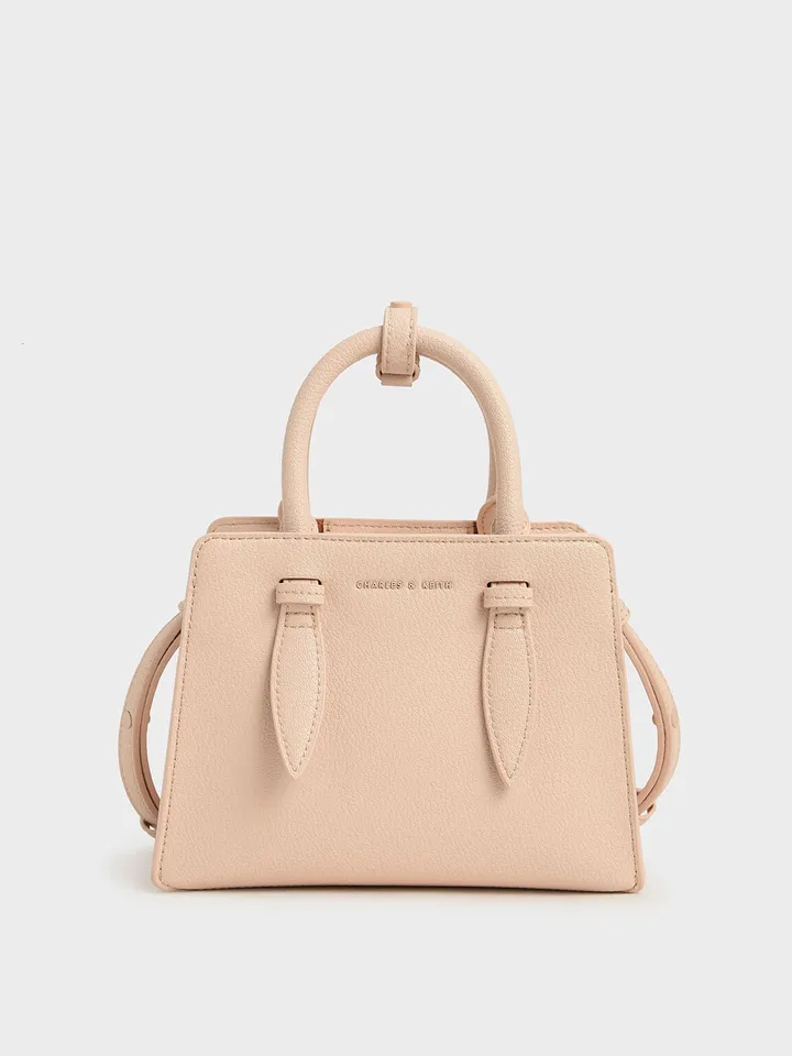 Túi xách nữ Charles & Keith Double Top Handle Structured Bag CK2-50781362 Nude
