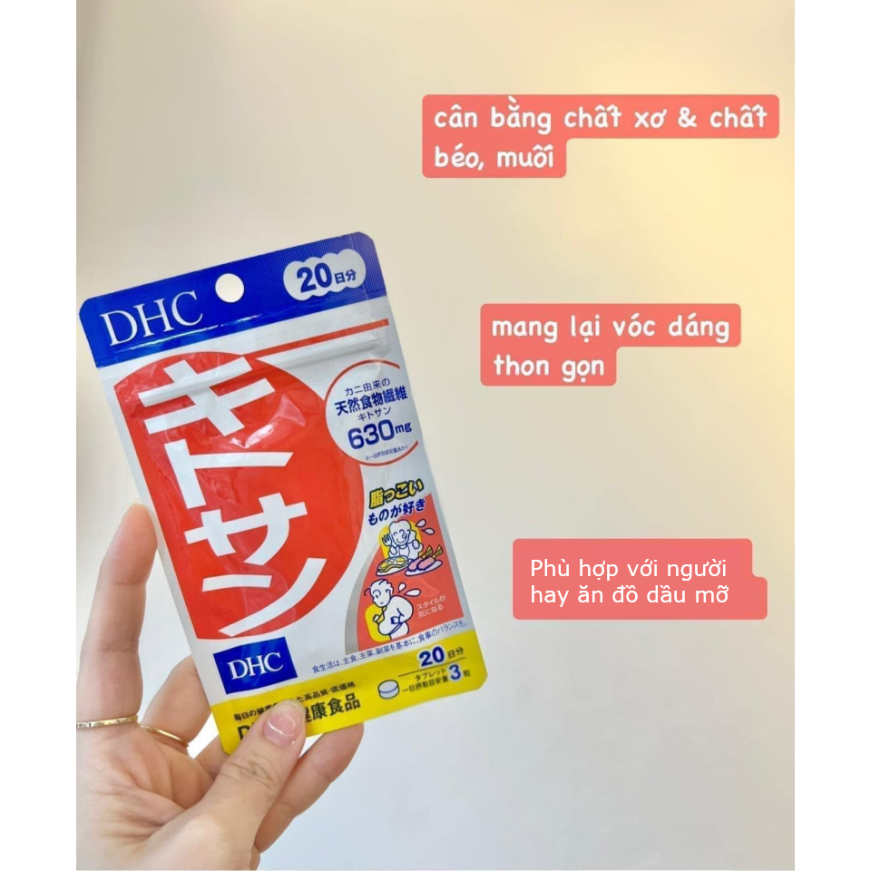 Viên uống giảm mỡ bụng DHC Chitosan - Hỗ trợ thon gọn vòng eo, hấp thụ chất béo hiệu quả, 60 viên cho 20 ngày sử dụng