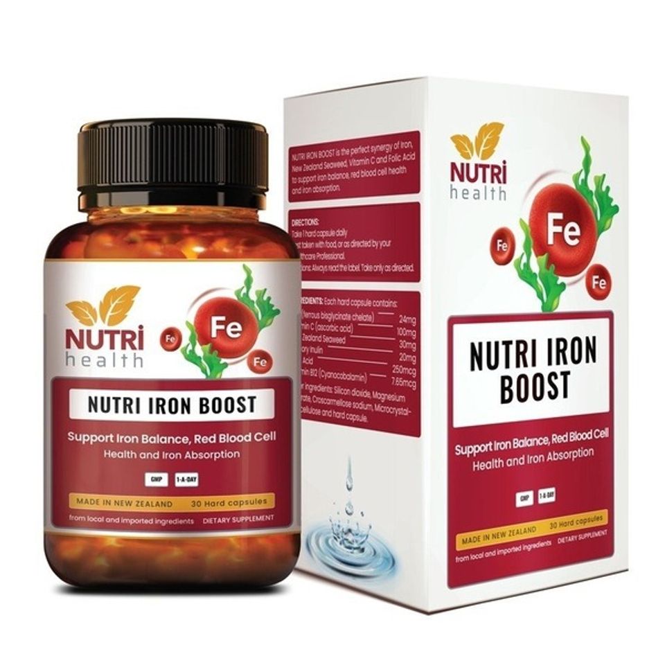Viên uống bổ sung sắt hữu cơ Nutri Iron Boost - Hỗ trợ tạo hồng cầu từ tảo biển, dễ hấp thu, an toàn cho phụ nữ mang thai và cho con bú