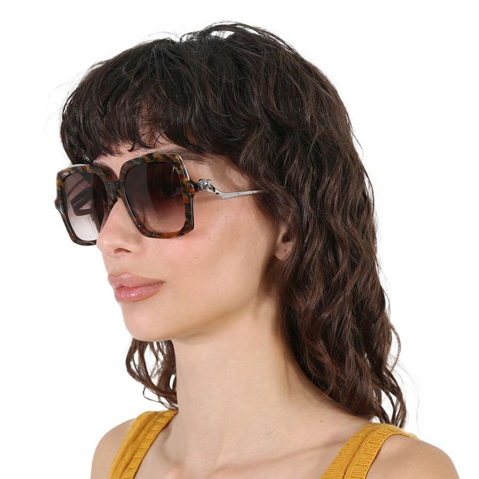 Kính mát nữ Cartier Brown Gradient Square Ladies Sunglasses CT0117SA 003 54