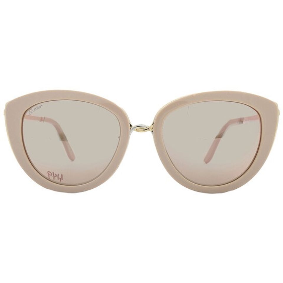 Kính mát nữ Cartier Brown Rose Gold Mirror Cat Eye Ladies Sunglasses CT0247S 004 54