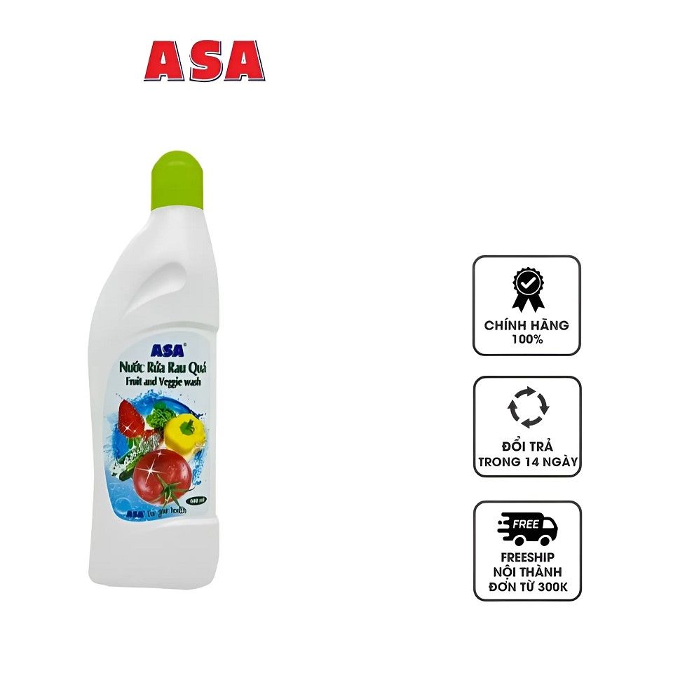 Nước Rửa Rau Quả ASA Fruit And Veggie Wash 600ml - Tẩy Sạch Bacteria và Hóa Chất Từ Thiên Nhiên, Giữ Tươi Nguyên Hương Vị Rau Củ Quả