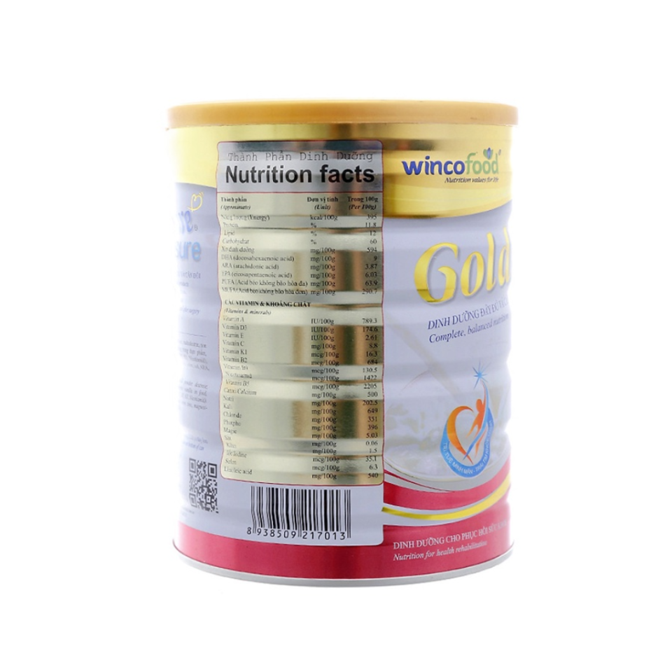 Sữa Bột Wincofood Goldcare Sure 850g - Hỗ Trợ Bổ Sung Dinh Dưỡng Cho Người Trên 30 Tuổi, Giúp Phục Hồi Sức Khỏe, Hương Vani Thơm Ngon