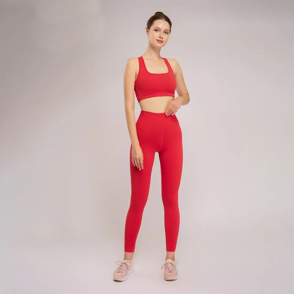 Set đồ tập gym nữ Hibi Sports H164 kiểu áo có mút ngực đan cột dây lưng + quần legging lưng cao