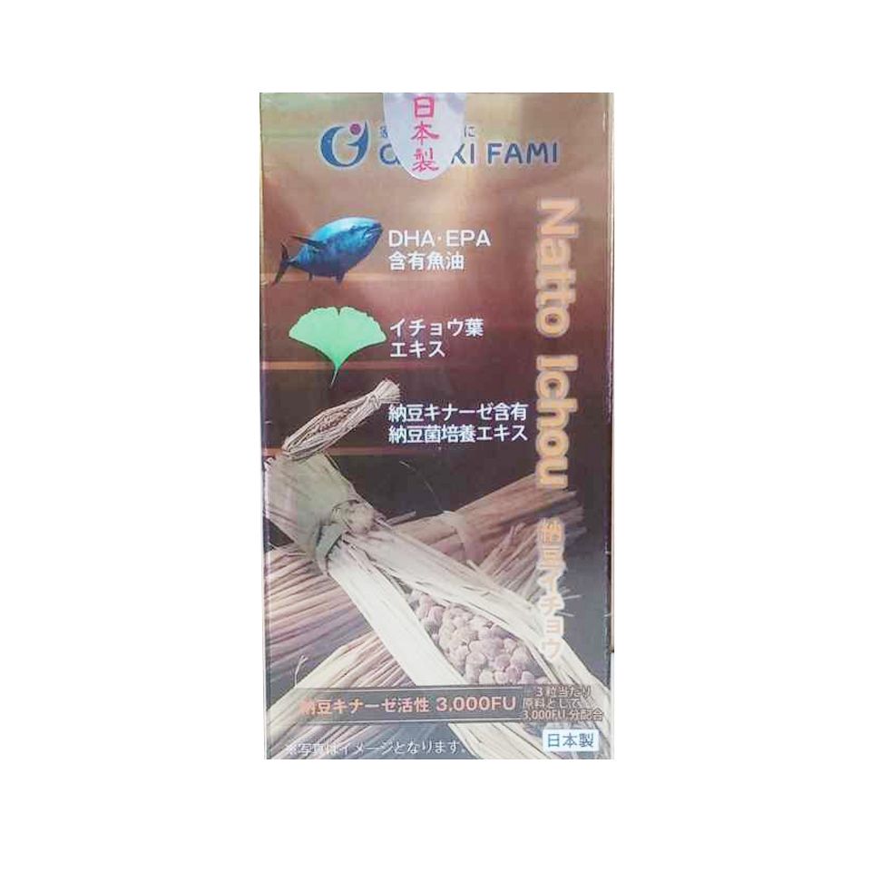 Viên Uống Natto Ichou Genki Fami 90 Viên - Hỗ Trợ Phòng Ngừa Đột Quỵ, Ổn Định Huyết Áp, Giúp Tăng Cường Trí Nhớ, Chính Hãng Nhật Bản
