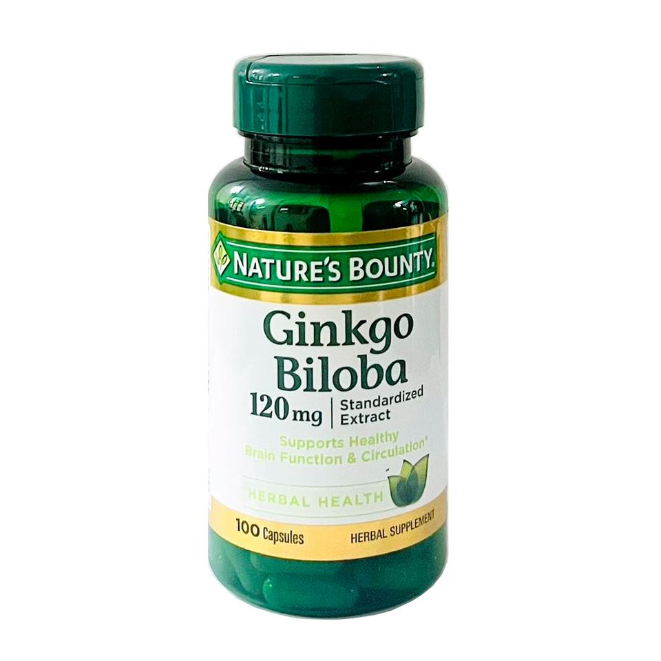 Viên Uống Hỗ Trợ Bổ Não Nature's Bounty Ginkgo Biloba 120mg 100 Viên - Cải Thiện Suy Giảm Trí Nhớ và Lưu Thông Máu