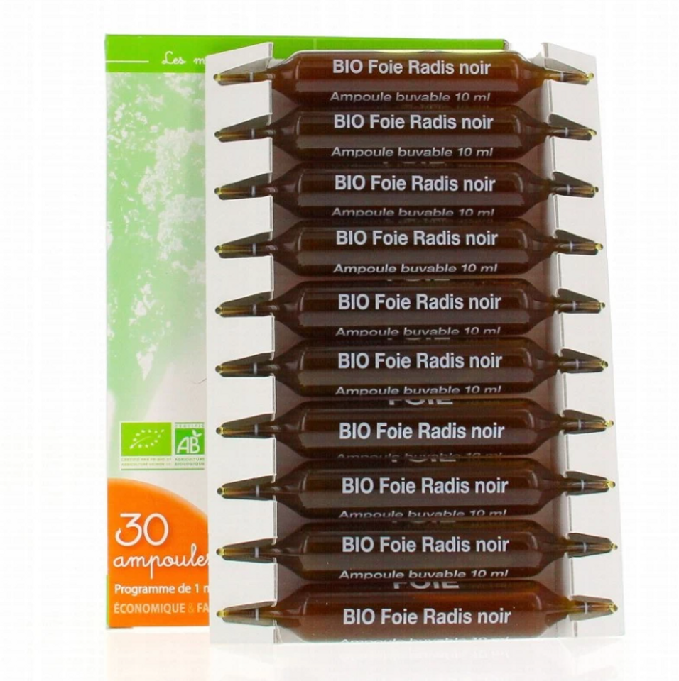 Bio Foie Radis Noir - Nước Thảo Mộc Hữu Cơ Hỗ Trợ Bổ Gan, Giải Độc Từ Củ Cải Đen, Hộp 30 Ống Hữu Hiệu cho Sức Khỏe