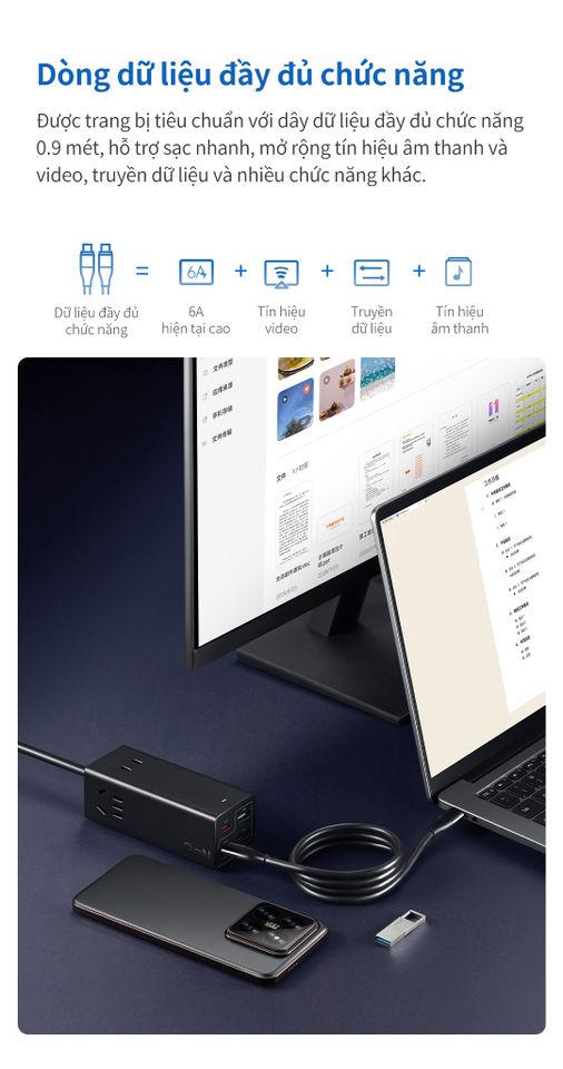 Ổ Cắm Sạc Nhanh Xiaomi Youpin 67W Desktop Pro - Đa Chức Năng 7 Cổng Kết Nối Với Sạc Nhanh và HDMI, Phù Hợp Mọi Thiết Bị