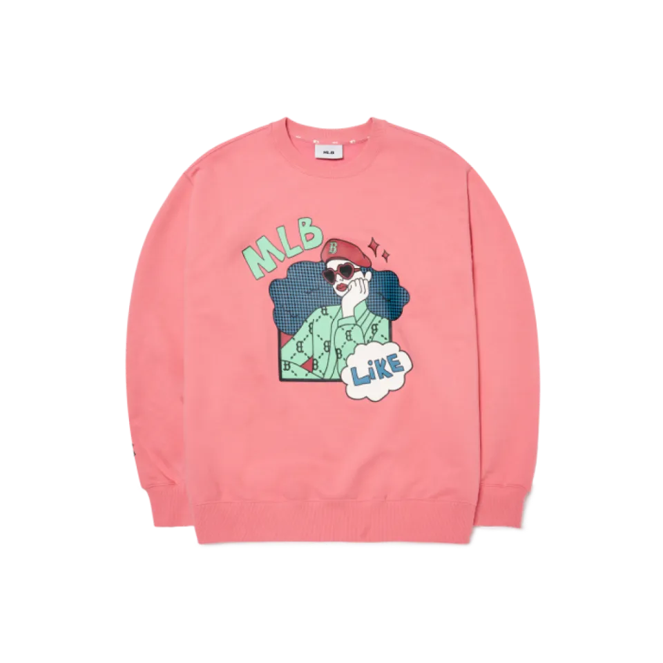Áo MLB Like Cartoon Overfit Sweatshirt Boston Red Sox 3AMTL0224-43COS