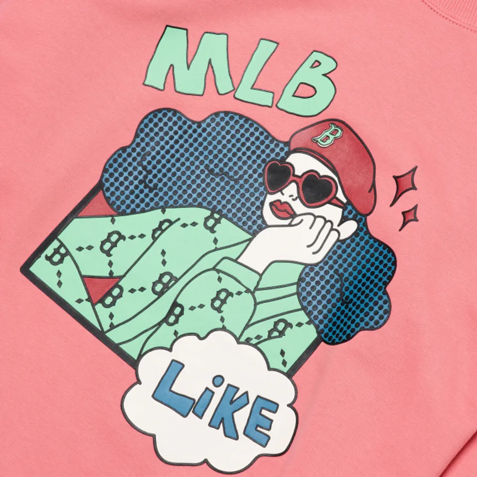 Áo MLB Like Cartoon Overfit Sweatshirt Boston Red Sox 3AMTL0224-43COS