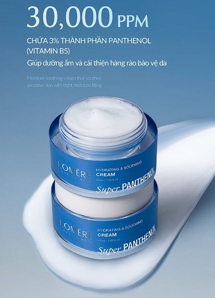 Kem Dưỡng Ẩm B5 Phục Hồi Lomere Super Panthenol - Kem Cấp Ẩm & Làm Dịu Da - Dành Cho Da Nhạy Cảm 50ml
