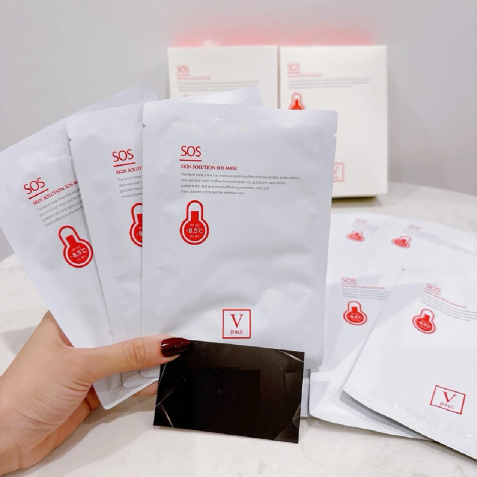 Mặt nạ Fau SOS Skin Solution Mask - Hộp 10 miếng Giảm Đỏ, Làm Dịu Da Kích Ứng, Cấp Ẩm và Phục Hồi Da Hàn Quốc
