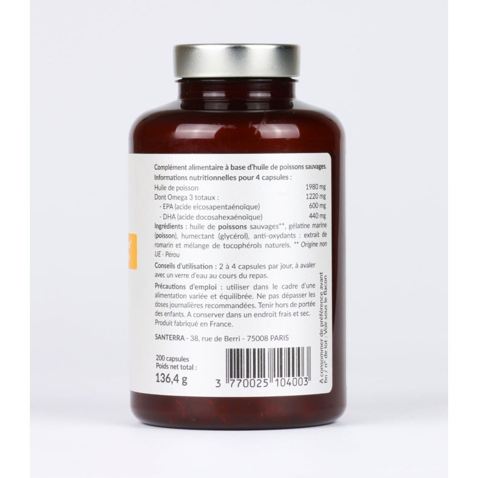 Viên Uống Santerra Omega 3 Premium 200 Viên - Bổ Sung Omega 3 Dinh Dưỡng Cho Tim Mạch, Não, Mắt, Tăng Cường Thị Lực