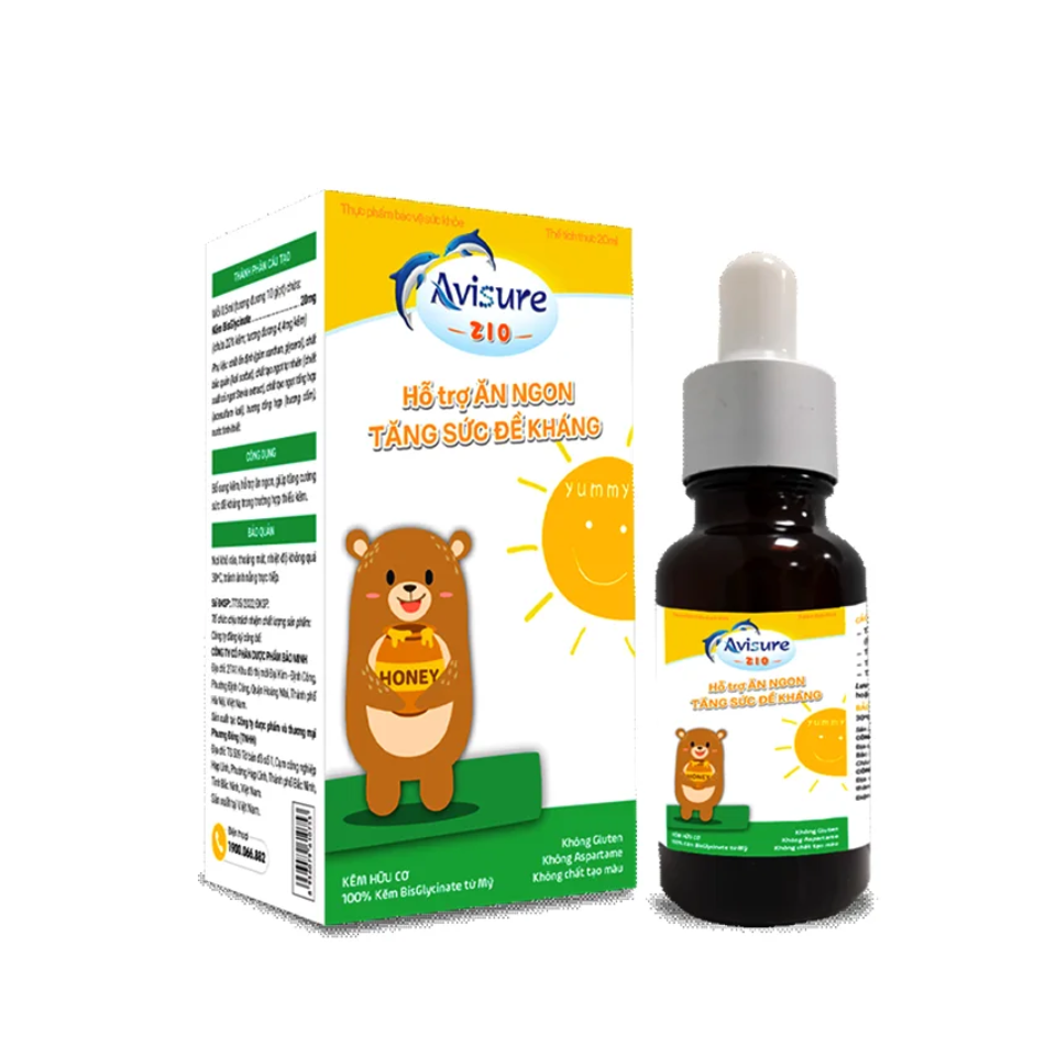 Kẽm Hỗ Trợ Ăn Ngon Avisure Zio - Bổ Sung Kẽm Hữu Cơ Tự Nhiên Tăng Đề Kháng Cho Trẻ 6 Tháng Tuổi Trở Lên
