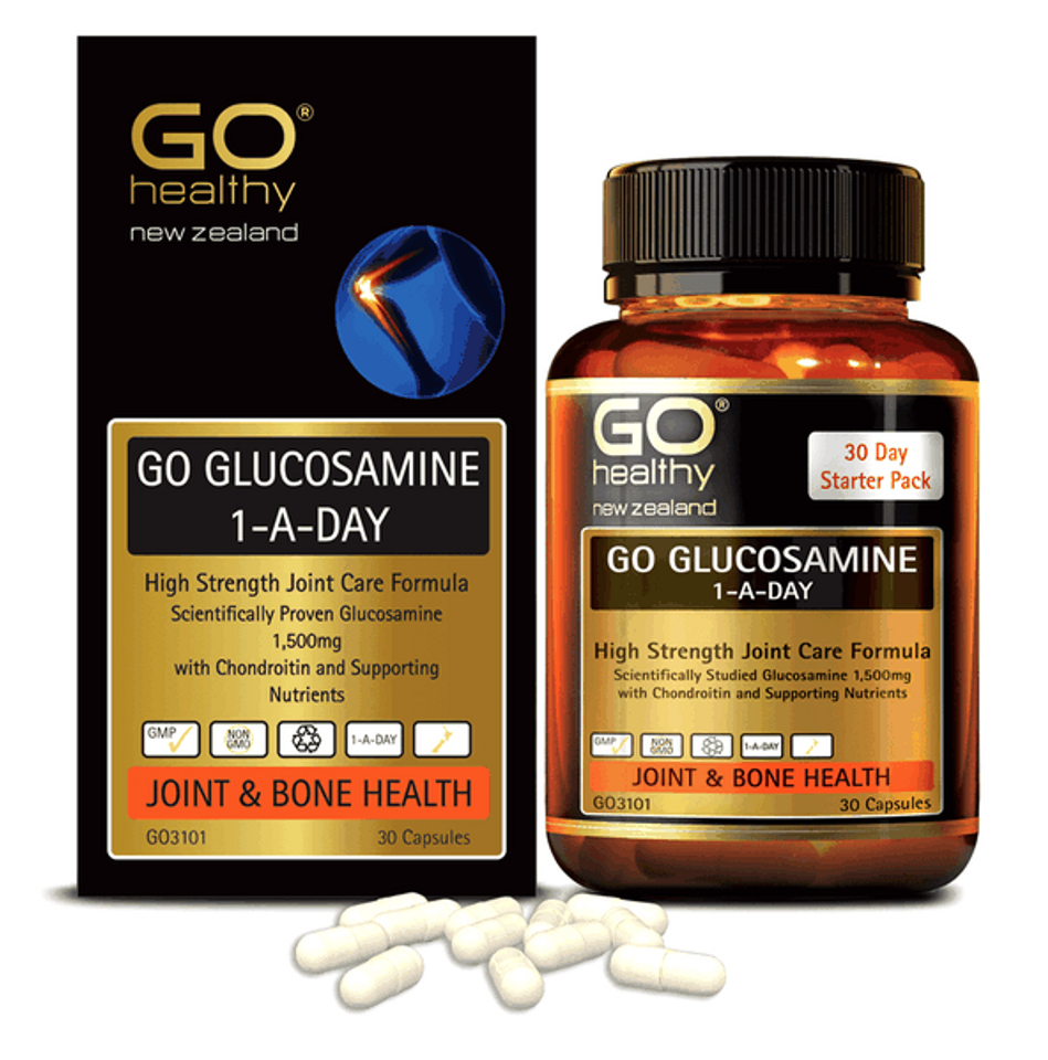 Viên uống Go Glucosamine 1-a-Day 1500mg 30 Viên Bổ Xương Khớp Chính Hãng GO Healthy New Zealand - Hỗ Trợ Khớp Linh Hoạt