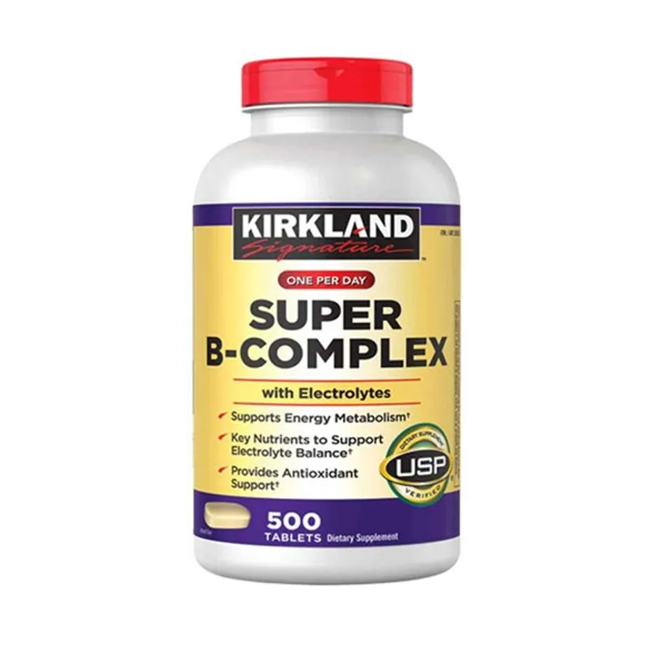 Viên Vitamin Tổng Hợp Super B-Complex Kirkland 500 viên - Hỗ Trợ Năng Lượng, Giảm Căng Thẳng, Cải Thiện Sức Khỏe