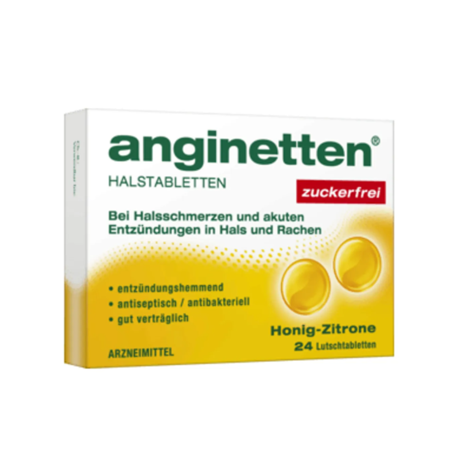 Kẹo Ngậm Họng Giảm Ho Mật Ong&Chanh Anginetten 24 Viên Đức