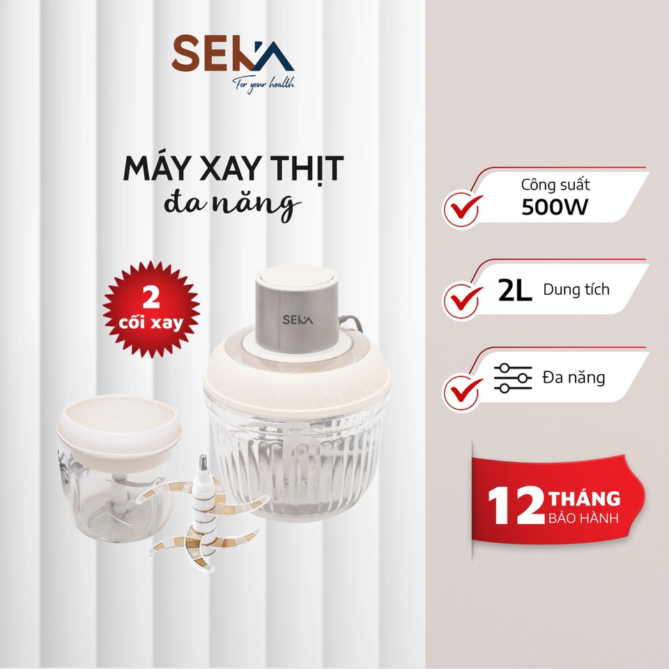 Máy Xay Thịt Mini Đa Năng Seka SK2287 - Cối Thủy Tinh 2.6L, Công Suất 500W, Hiện Đại, Dễ Sử Dụng, Phù Hợp Xay Thịt, Rau, Gia Vị